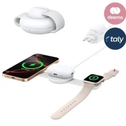 Anker MagGo Wireless Charging Station (3-in-1, Foldable Pad) with Adapter and Cable - White